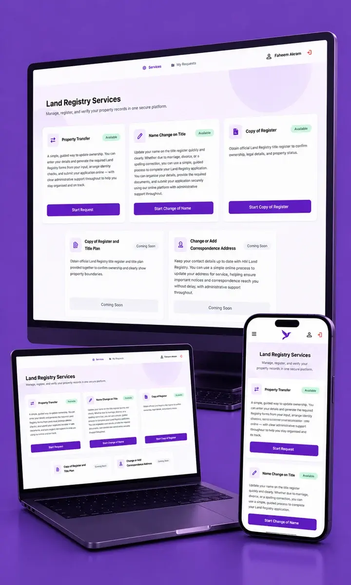 Property Swift Dashboard View of Mobile, Desktop and Laptop